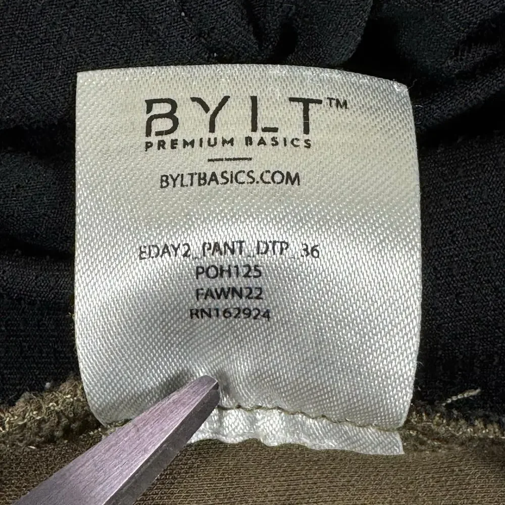BYLT Pants Mens 36 (act 34x29)  Everyday 2.0 Premium Basics Stretch Work Brown